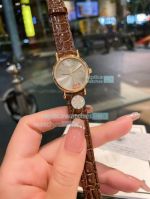 Copy Longines Record Grey Dial Black Pointer Brown Leather Watch 26mm